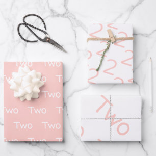 Blush Pink Girl zum zweiten Geburtstag Geschenkpapier Set