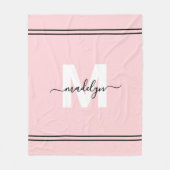 Blush Pink Girlaname Monogram Fleecedecke (Vorderseite)