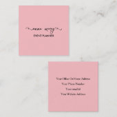 Blush Pink Girly Calligraphy Classy Event Planner Quadratische Visitenkarte (Vorne/Hinten)