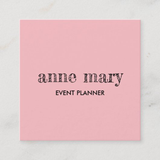 Blush Pink Girly Calligraphy Event Planner Elegant Quadratische Visitenkarte (Vorderseite)