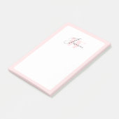 Blush Pink Girly Feminine Niedlich Script Monogram Post-it Klebezettel (angewinkelt)
