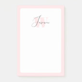 Blush Pink Girly Feminine Niedlich Script Monogram Post-it Klebezettel (Vorderseite)