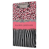 Blush Pink Girly Glitzer Leopard Print Spirale nic Klemmbrett (Links)