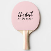 Blush Pink Girly Modern Script Monogram Name Tischtennis Schläger (Vorderseite)