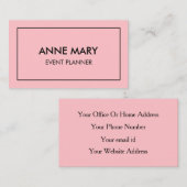 Blush Pink Girly Trendy Event Planner Moderner Coo Visitenkarte (Vorne/Hinten)