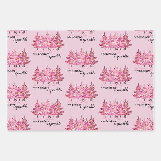 Blush Pink Girones Weihnachten Geschenkpapier Set (Vorderseite)