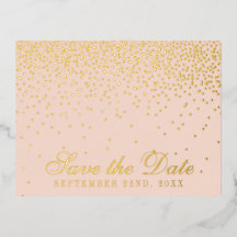 Blush Pink & Glam Confetti Save the Date Real