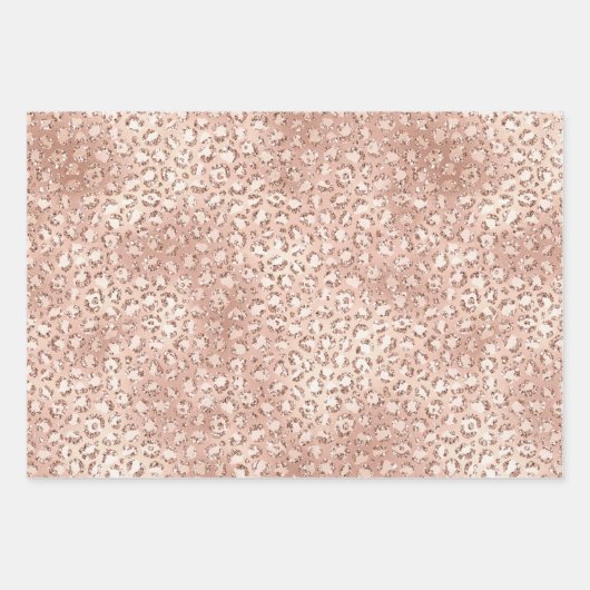 Blush Pink Glam Glitzer Dots Leopard Print Geschenkpapier Set (Vorderseite 2)