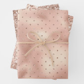 Blush Pink Glam Glitzer Dots Leopard Print Geschenkpapier Set (Beispiel)