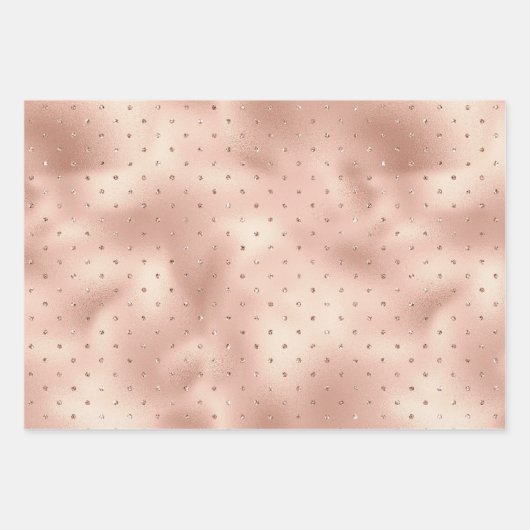 Blush Pink Glam Glitzer Dots Leopard Print Geschenkpapier Set (Vorderseite)