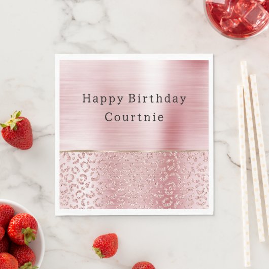 Blush Pink Glam Glitzer Leopard Serviette (Beispiel)