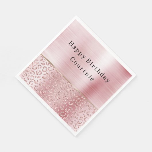 Blush Pink Glam Glitzer Leopard Serviette (Ecke)