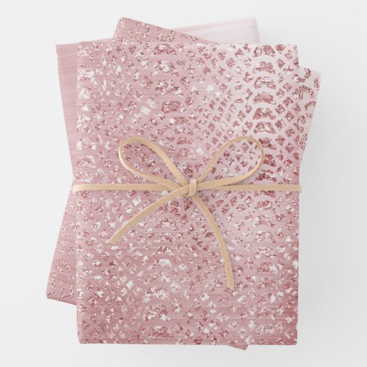 Blush Pink Glam Glitzer Tier Geschenkpapier Set (Beispiel)