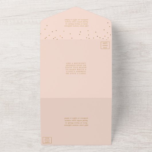 Blush Pink & Glam Gold Confetti Wedding All In One Einladung (Außenbereich)