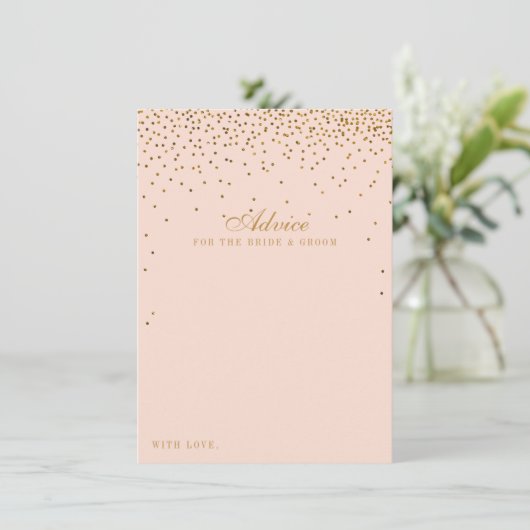 Blush Pink & Glam Gold Confetti Wedding Collection Hinweiskarte (Stehend Vorderseite)