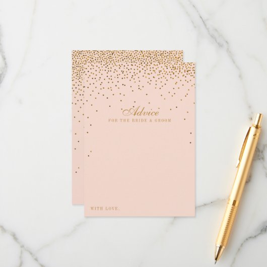 Blush Pink & Glam Gold Confetti Wedding Collection Hinweiskarte (Vorderseite/Rückseite Beispiel)