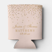 Blush Pink & Glam Gold Confetti Wedding Dosenkühler (Rückseite)
