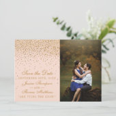 Blush Pink & Glam Gold Confetti Wedding Foto Save The Date (Stehend Vorderseite)
