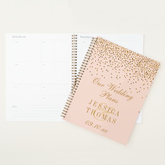 Blush Pink & Glam Gold Confetti Wedding Planer (Anzeige)