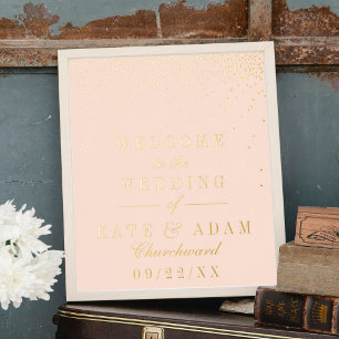Blush Pink & Glam Gold Confetti Wedding Real Foliendrucke