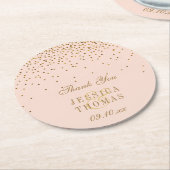 Blush Pink & Glam Gold Confetti Wedding Runder Pappuntersetzer (Angewinkelt)