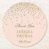 Blush Pink & Glam Gold Confetti Wedding Runder Pappuntersetzer (Vorderseite)