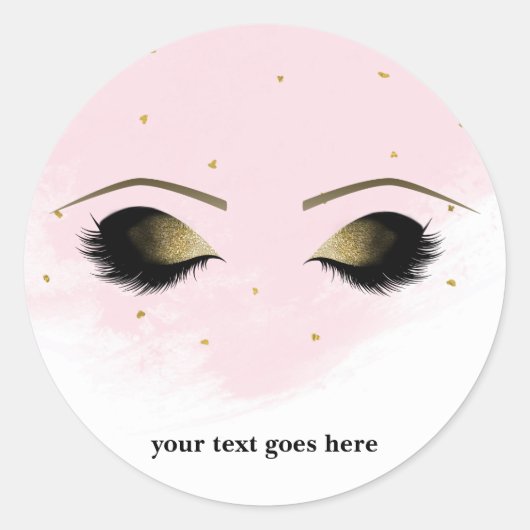 Blush Pink Glam Gold Makeup Eyelashes Gefallen Runder Aufkleber (Vorderseite)