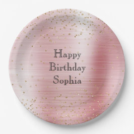 Blush Pink Glam Gold Sparkle Confetti Geburtstag Pappteller