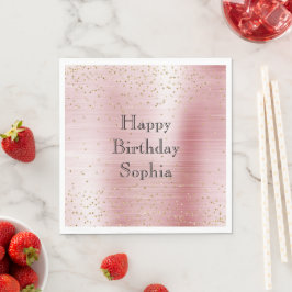 Blush Pink Glam Gold Sparkle Confetti Geburtstag Serviette
