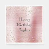 Blush Pink Glam Gold Sparkle Confetti Geburtstag Serviette (Vorderseite)
