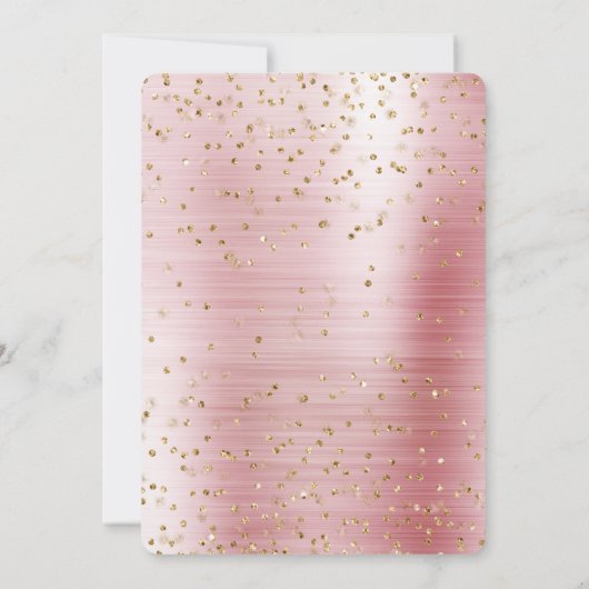 Blush Pink Glam Gold Sparkle Confetti Kinderdusche Einladung (Rückseite)