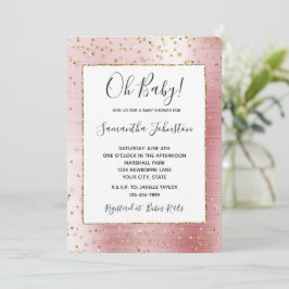 Blush Pink Glam Gold Sparkle Confetti Kinderdusche Einladung
