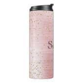 Blush Pink Glam Gold Sparkle Confetti Personalisie Thermosbecher (Nach links gedreht)