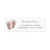 Blush Pink Glitter Baby Feet Return Address (Vorne)