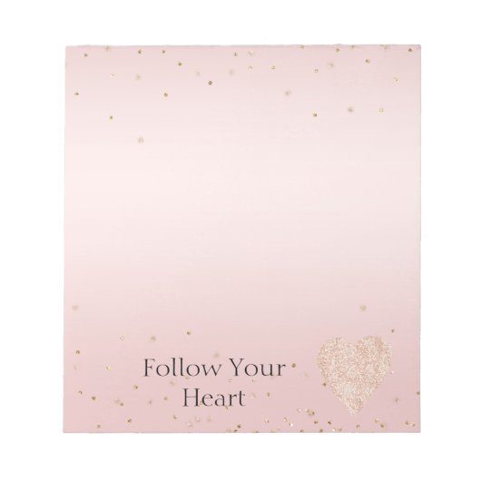Blush Pink Glitter Love Gold Confetti Heart Notizblock (Vorderseite)