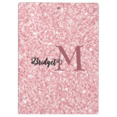 Blush Pink glitter Monogram hair and makeup Klemmbrett (Rückseite)