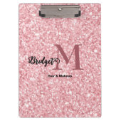 Blush Pink glitter Monogram hair and makeup Klemmbrett (Vorderseite)