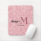 Blush Pink glitter Monogram hair and makeup Mousepad (Mit Mouse)