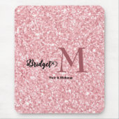 Blush Pink glitter Monogram hair and makeup Mousepad (Vorne)