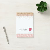 Blush Pink Glitter Red Rose Petals Heart Post-it Klebezettel (Büro)