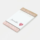 Blush Pink Glitter Red Rose Petals Heart Post-it Klebezettel (angewinkelt)
