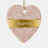 Blush Pink Glitter Sparkle Gold Ribbon Christmas Keramik Ornament (Rechts)