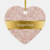 Blush Pink Glitter Sparkle Gold Ribbon Christmas Keramik Ornament (Vorne)