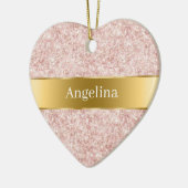 Blush Pink Glitter Sparkle Gold Ribbon Christmas Keramik Ornament (Links)