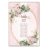 Blush Pink Glitter Wedding Table Number Display Tischnummer (Vorderseite)