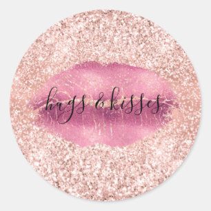 Blush Pink Glitz Glam Glitzer Sparkle Runder Aufkleber