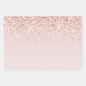 Blush Pink Glitz Glitzer Sparkasse Geschenkpapier Set (Vorderseite 3)