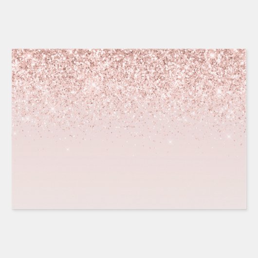 Blush Pink Glitz Glitzer Sparkasse Geschenkpapier Set (Vorderseite 3)