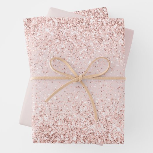 Blush Pink Glitz Glitzer Sparkasse Geschenkpapier Set (Beispiel)