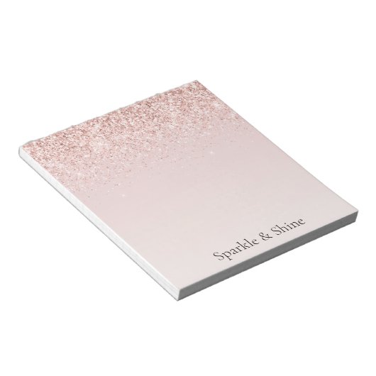 Blush Pink Glitz Glitzer Sparkasse Notizblock (angewinkelt)